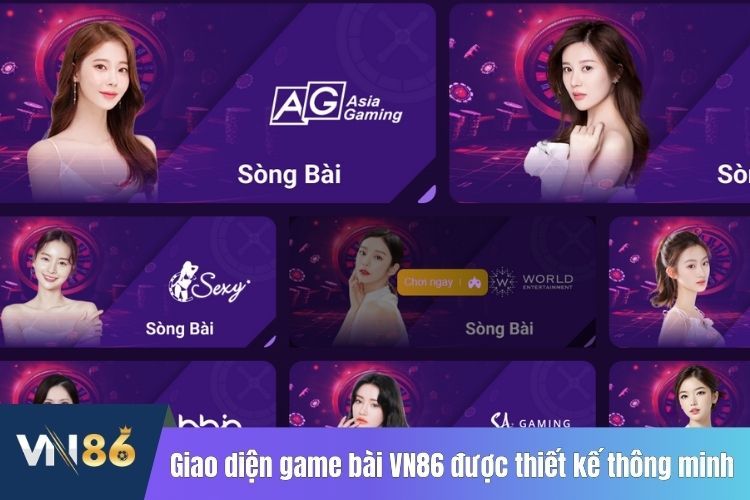 Giao diện game bài VN86 được thiết kế thông minh