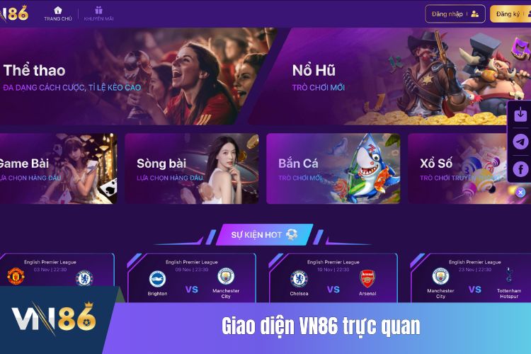 Giao diện VN86 trực quan