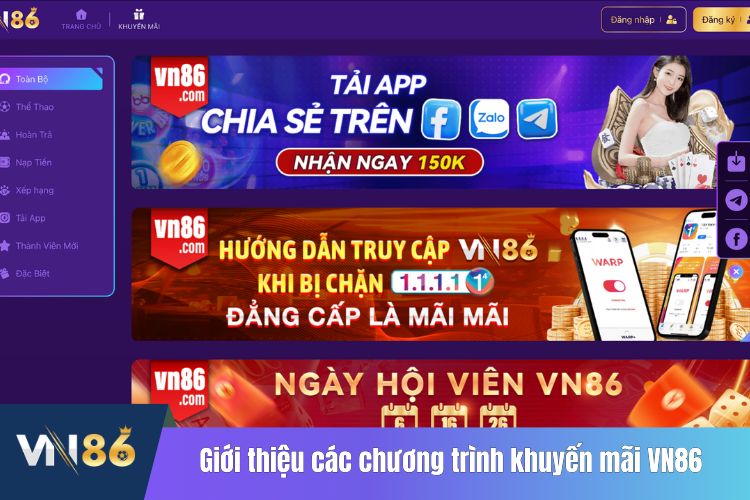 Giới thiệu các chương trình khuyến mãi VN86